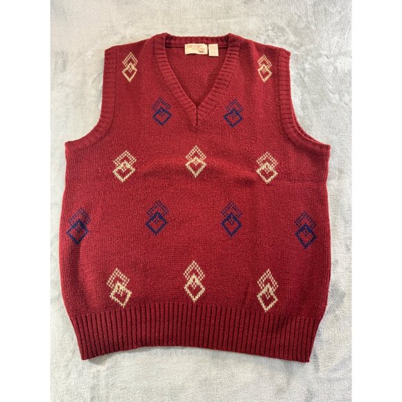 The Fox Collection Vest men's Medium Red Knit Vintage Sweater Vest - Picture 5 of 6